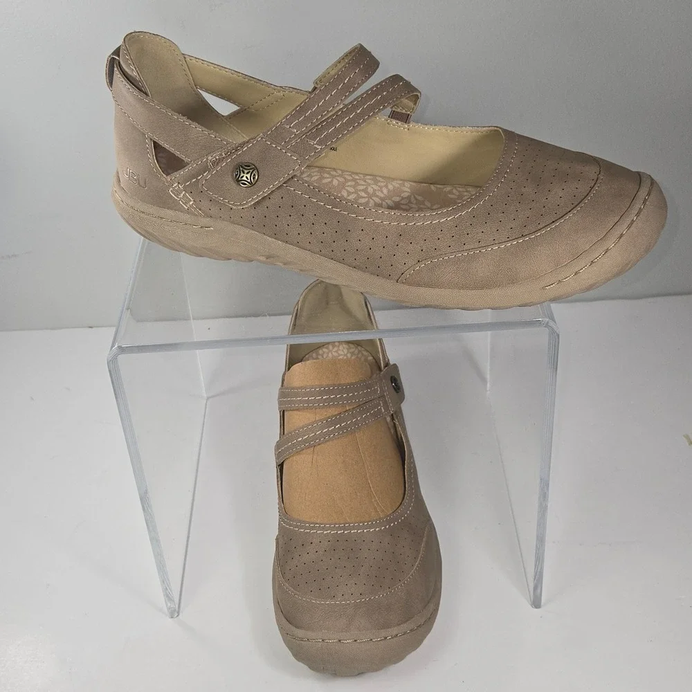 JBU‎ Jambu Mary Jane Flats Womens 10M Fawn Brown Memory Foam B3FAW54
